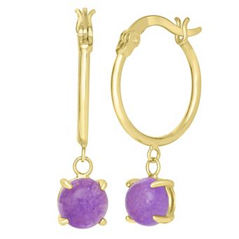 Gemistry 14k Gold Over Sterling Silver Stone Drop Hoop Earrings