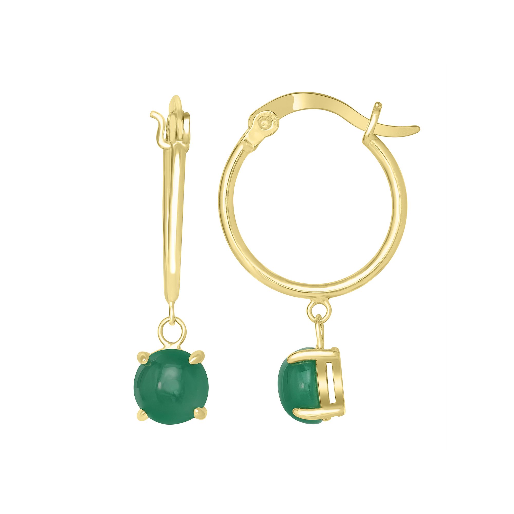 Gemistry 14k Gold Over Sterling Silver Stone Drop Hoop Earrings, Womens, G