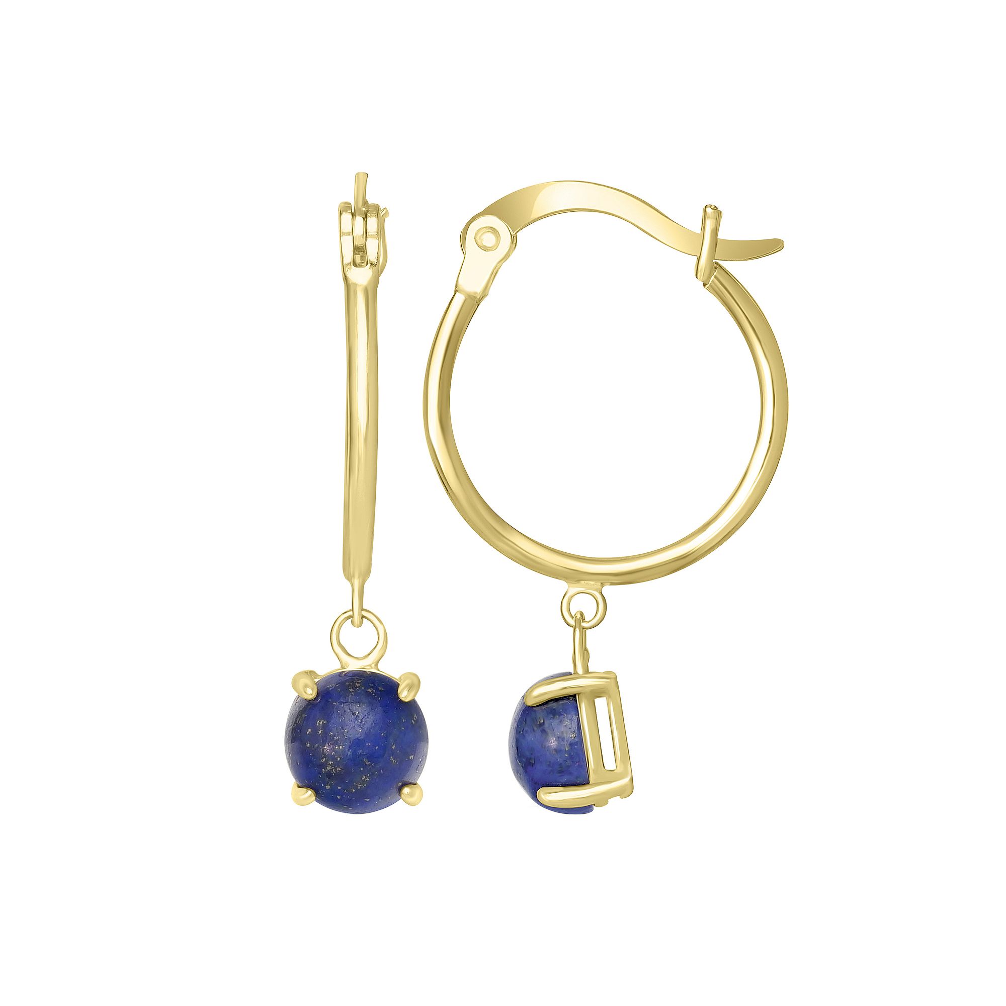 Gemistry 14k Gold Over Sterling Silver Stone Drop Hoop Earrings, Womens, L
