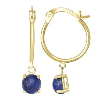Gemistry 14k Gold Over Sterling Silver Stone Drop Hoop Earrings