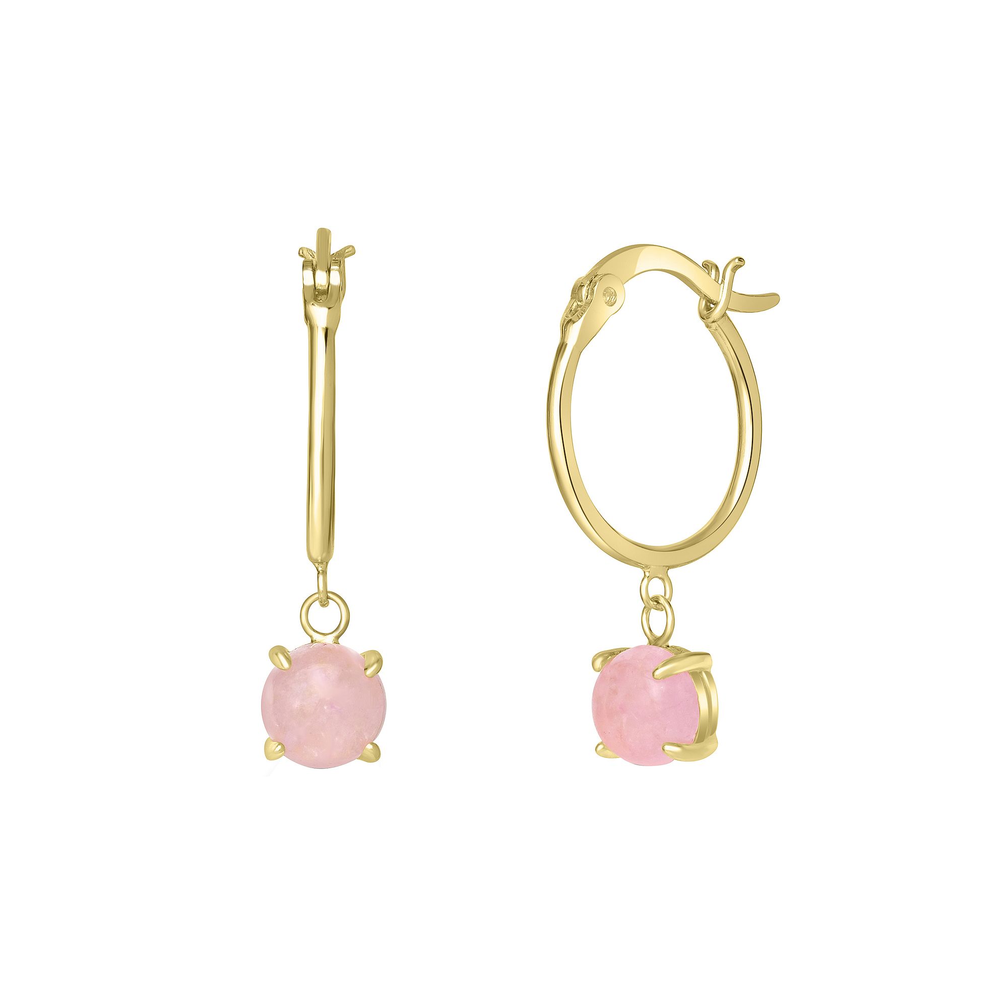 Gemistry 14k Gold Over Sterling Silver Stone Drop Hoop Earrings, Womens, P