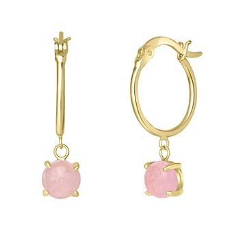 Gemistry 14k Gold Over Sterling Silver Stone Drop Hoop Earrings