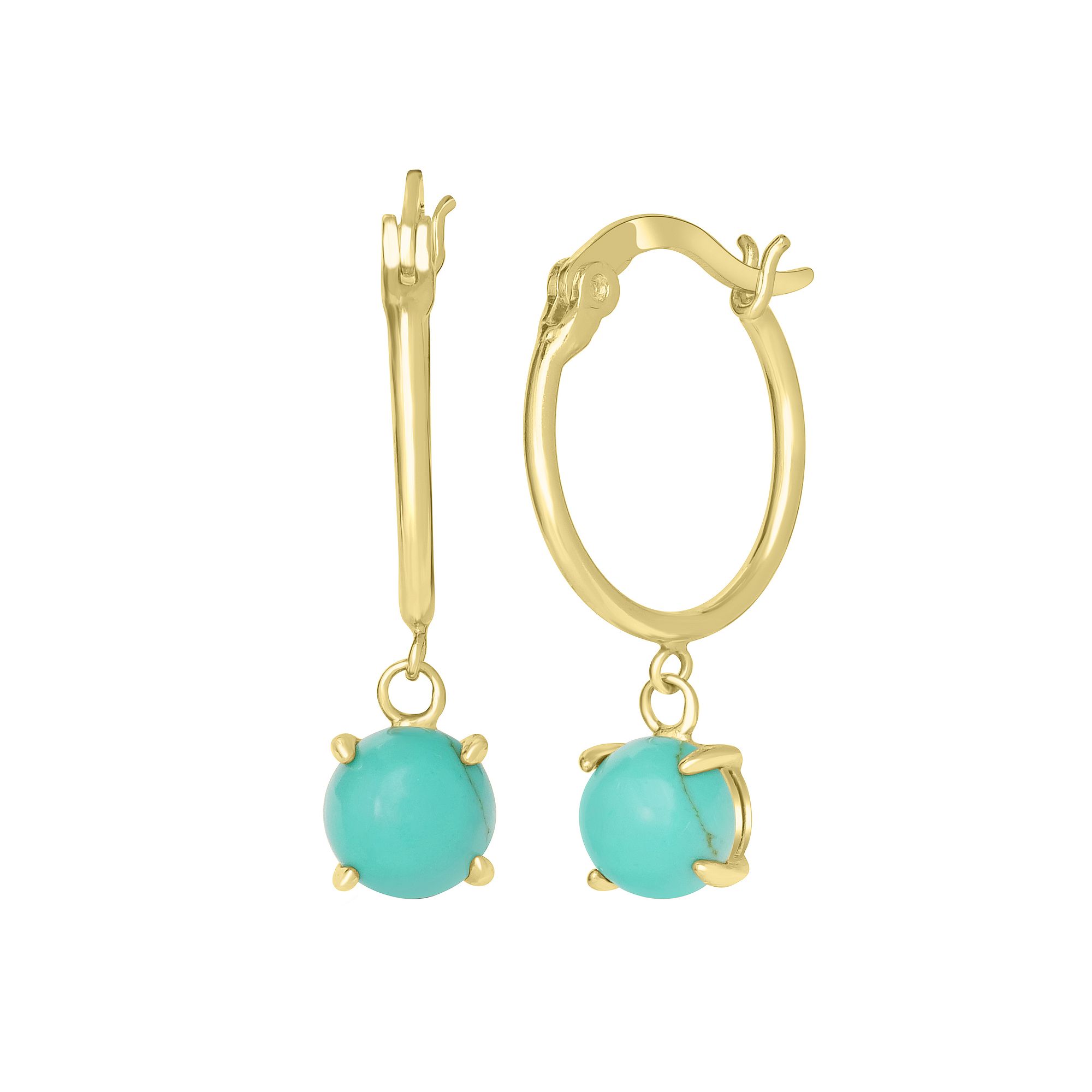 Gemistry 14k Gold Over Sterling Silver Stone Drop Hoop Earrings, Womens, T