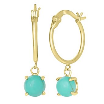 Gemistry 14k Gold Over Sterling Silver Stone Drop Hoop Earrings