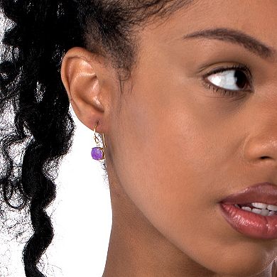 Gemistry 14k Gold Over Sterling Silver Stone Round Drop Earrings