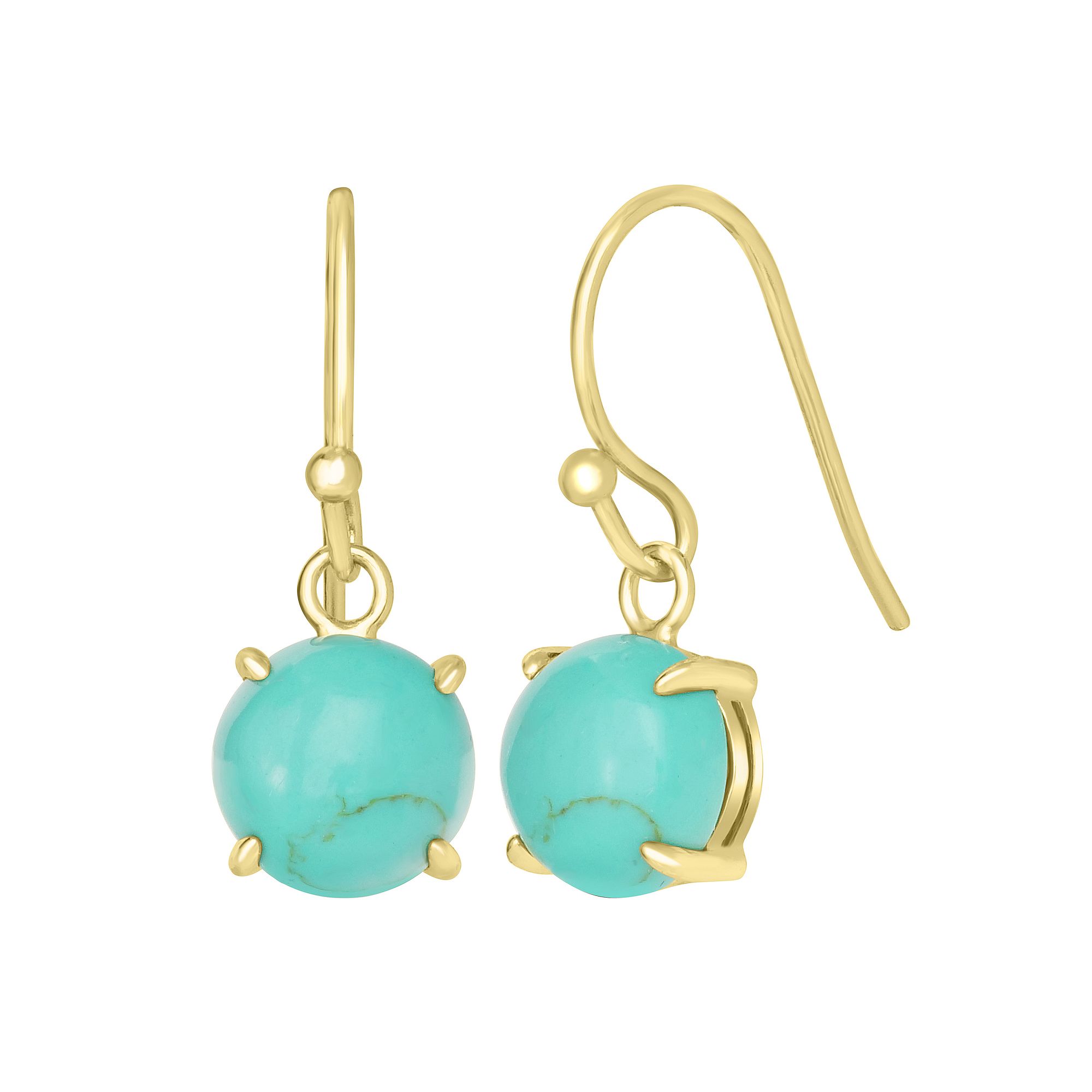 Gemistry 14k Gold Over Sterling Silver Stone Round Drop Earrings, Womens, 
