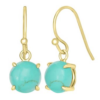 Gemistry 14k Gold Over Sterling Silver Stone Round Drop Earrings