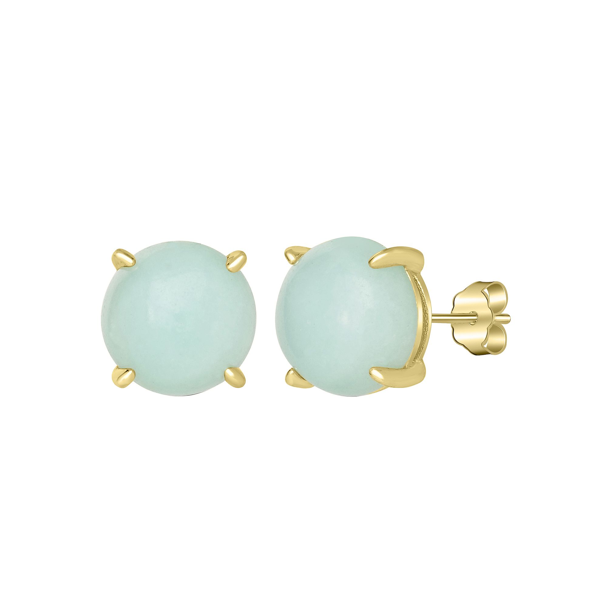 Gemistry 14k Gold Over Sterling Silver Stone Round Stud Earrings, Womens, 