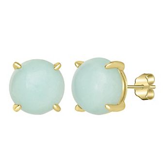 Gemistry 14k Gold Over Sterling Silver Stone Round Stud Earrings