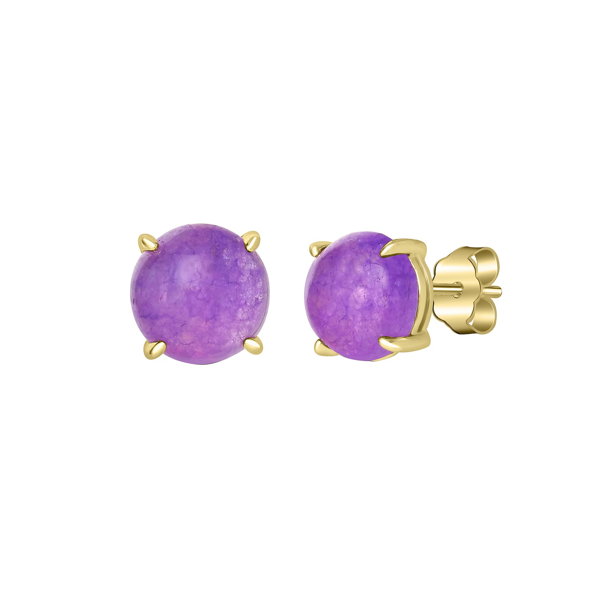 Gemistry 14k Gold Over Sterling Silver Stone Round Stud Earrings, Womens, 