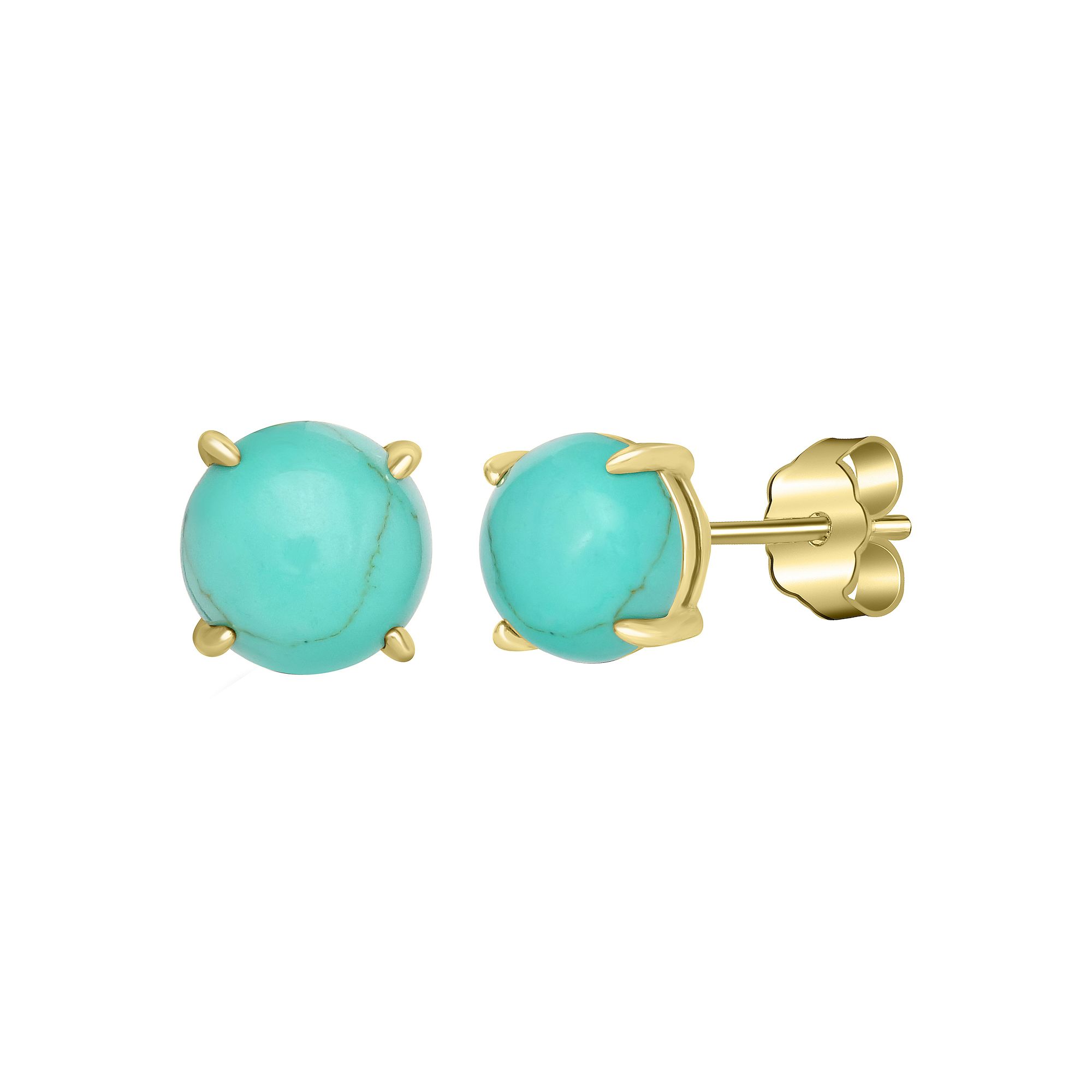Gemistry 14k Gold Over Sterling Silver Stone Round Stud Earrings, Womens, 