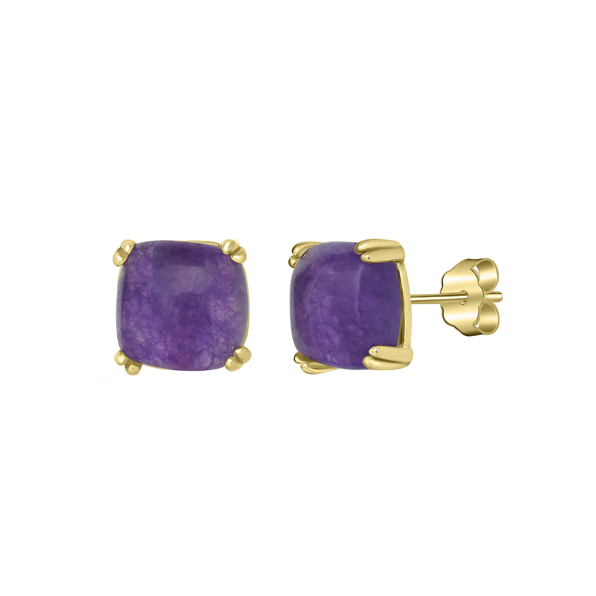 Gemistry 14k Gold Over Sterling Silver Cabachon Stone Square Stud Earrings,