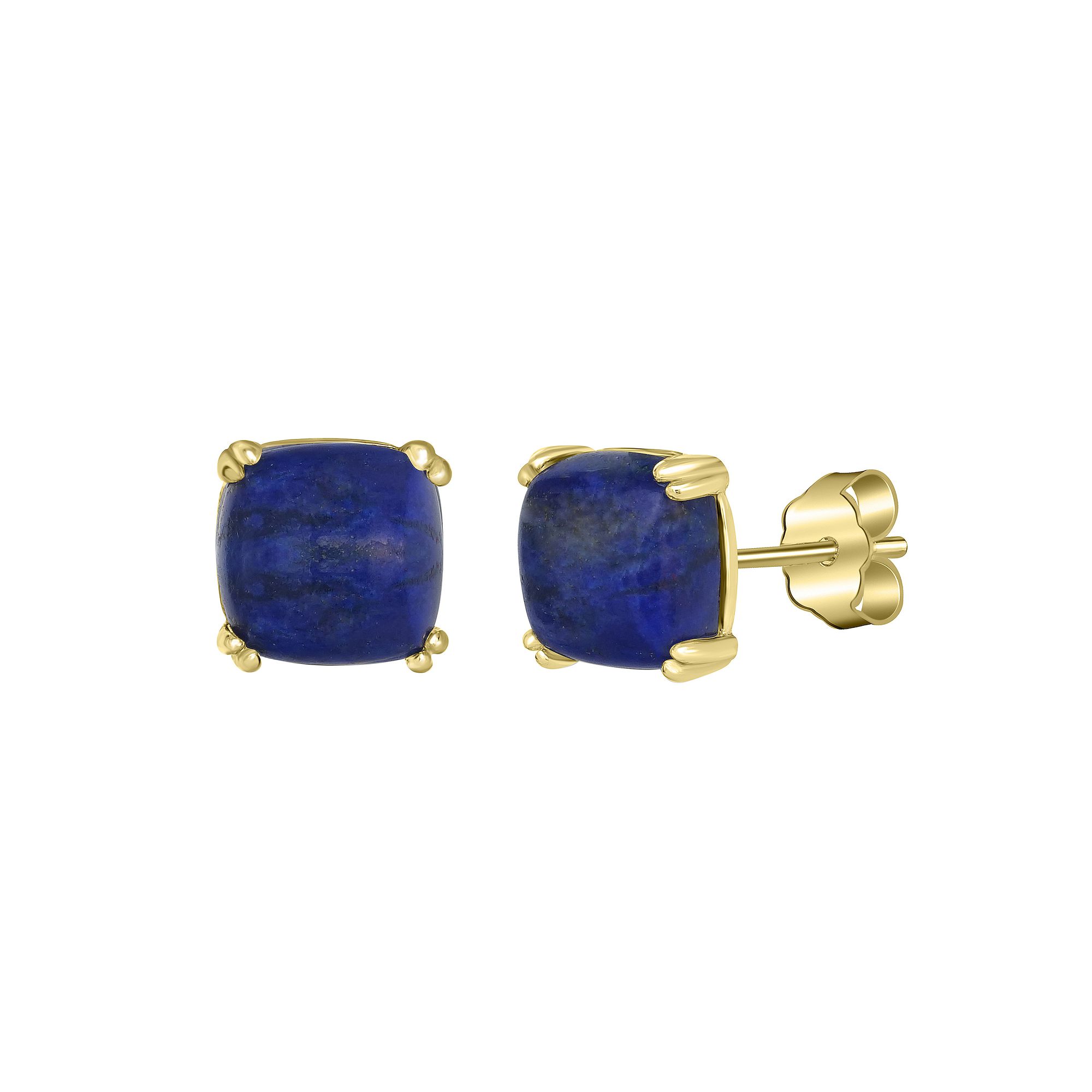 Gemistry 14k Gold Over Sterling Silver Cabachon Stone Square Stud Earrings,