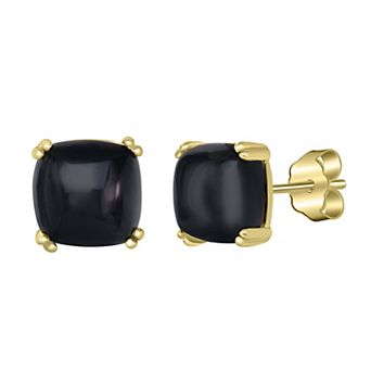Gemistry 14k Gold Over Sterling Silver Cabachon Stone Square Stud Earrings