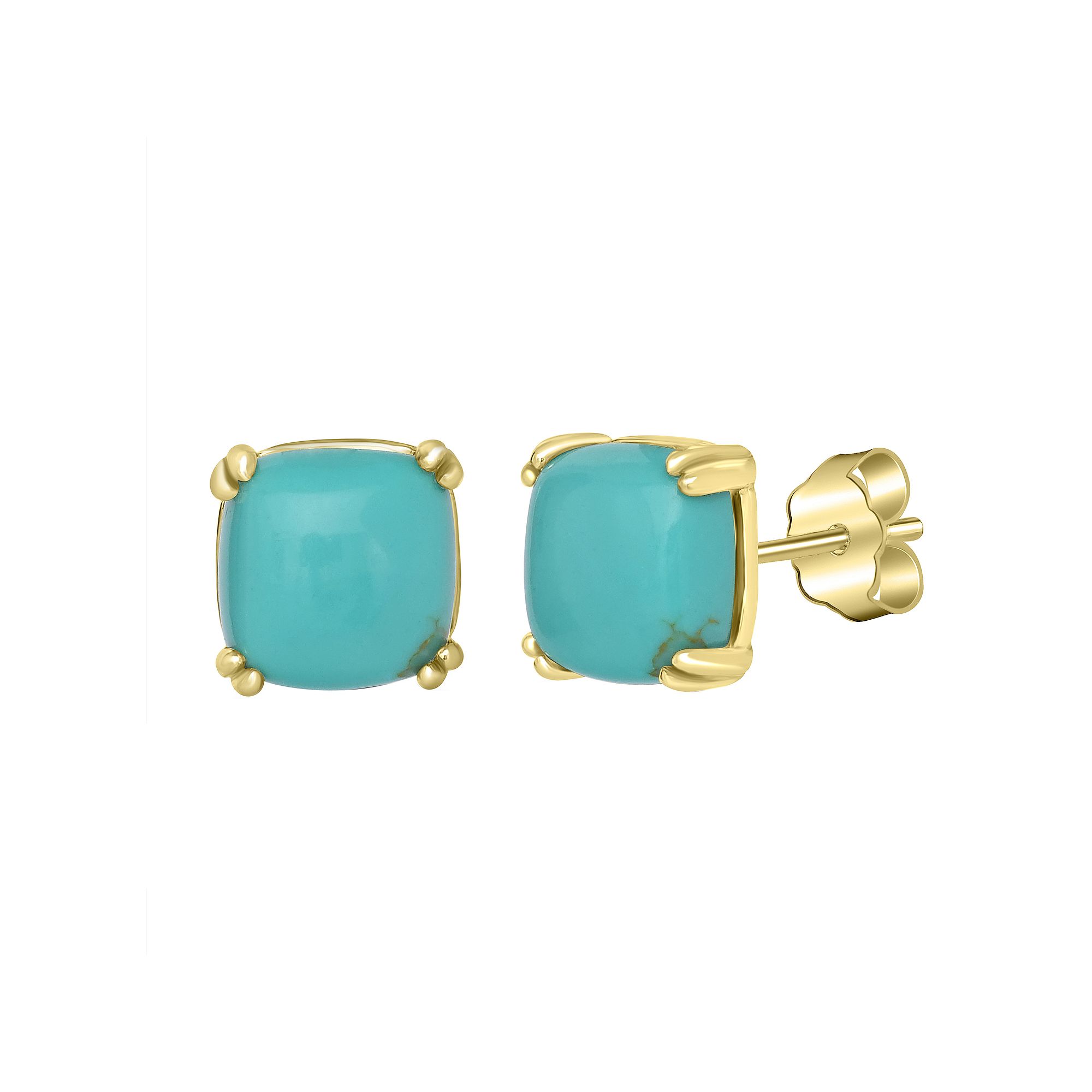 Gemistry 14k Gold Over Sterling Silver Cabachon Stone Square Stud Earrings,