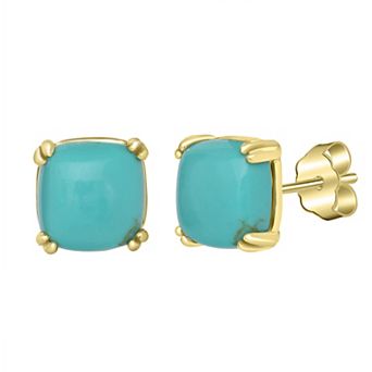 Gemistry 14k Gold Over Sterling Silver Cabachon Stone Square Stud Earrings