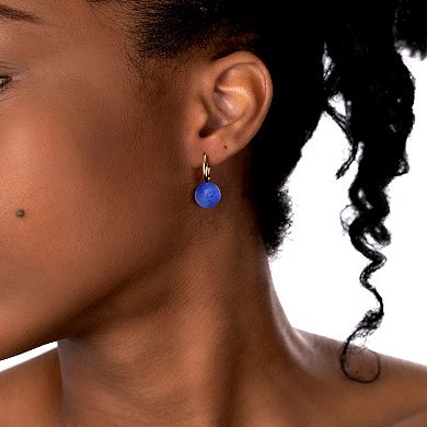 Gemistry 14k Gold Over Sterling Silver Stone Ball Huggie Earrings