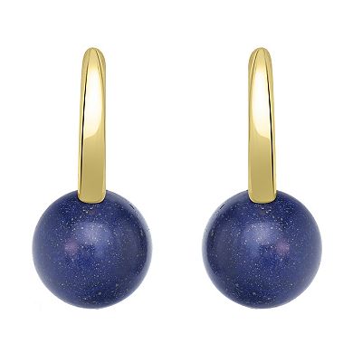 Gemistry 14k Gold Over Sterling Silver Stone Ball Huggie Earrings