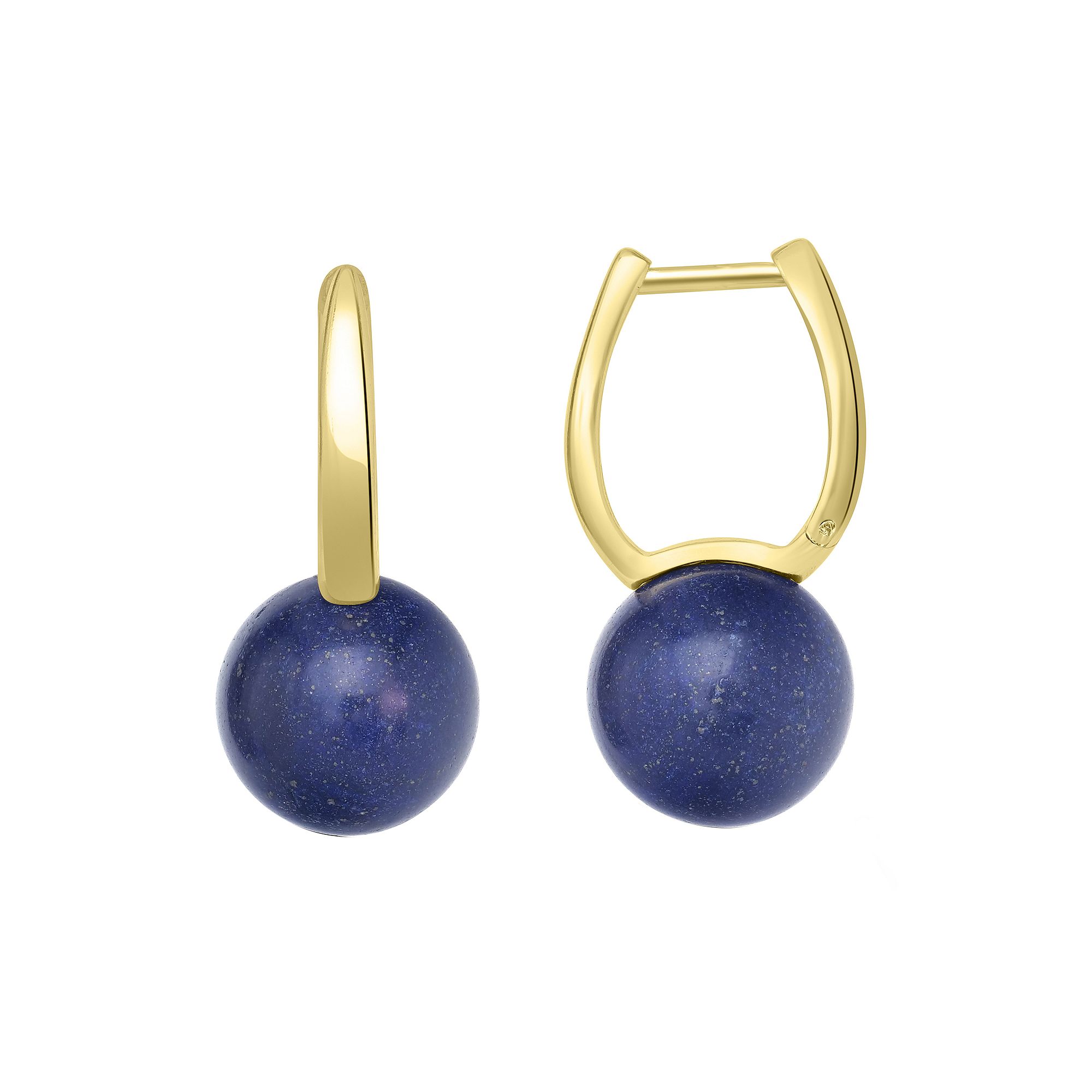 Gemistry 14k Gold Over Sterling Silver Stone Ball Huggie Earrings, Womens,