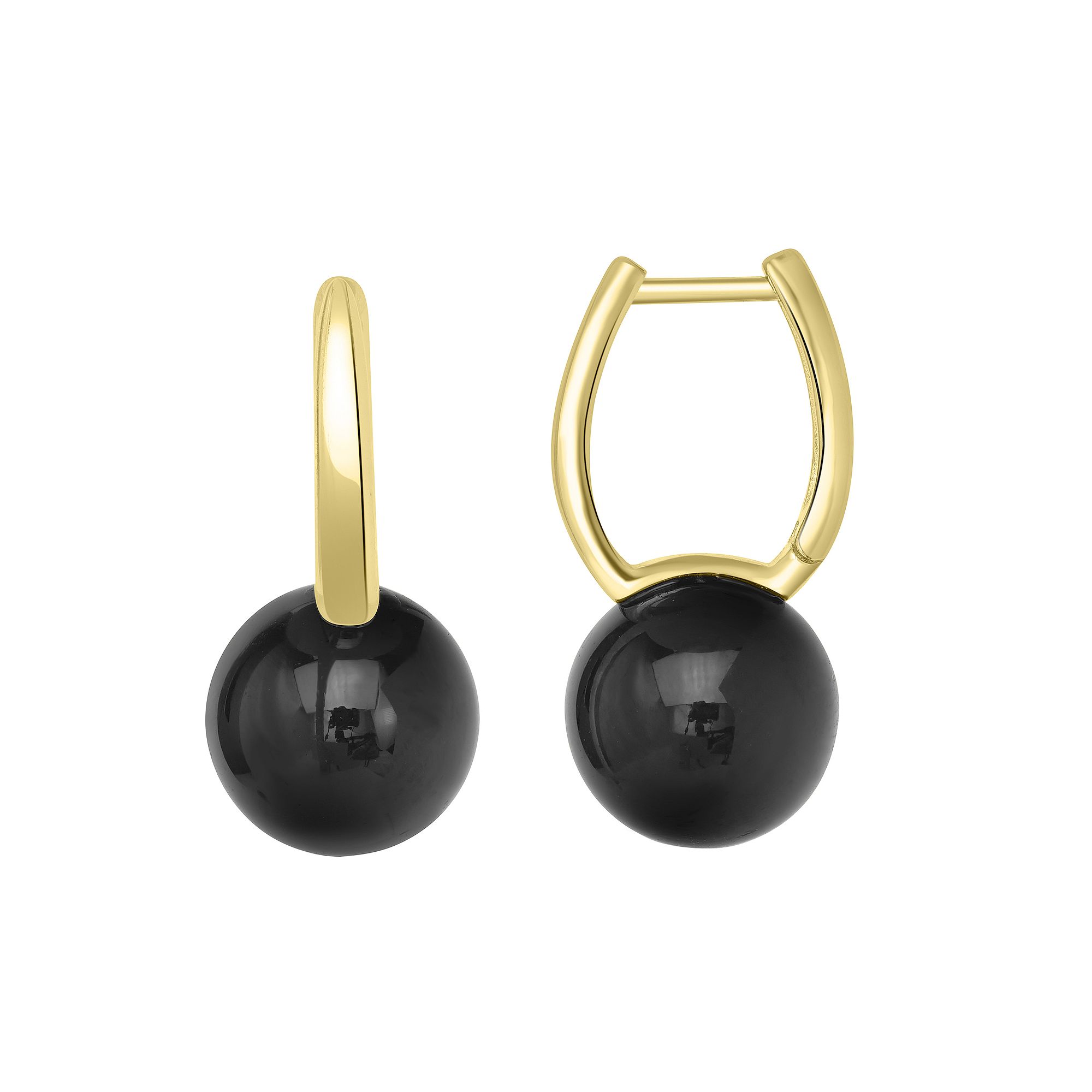 Gemistry 14k Gold Over Sterling Silver Stone Ball Huggie Earrings, Womens,