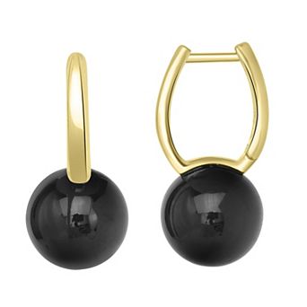 Gemistry 14k Gold Over Sterling Silver Stone Ball Huggie Earrings
