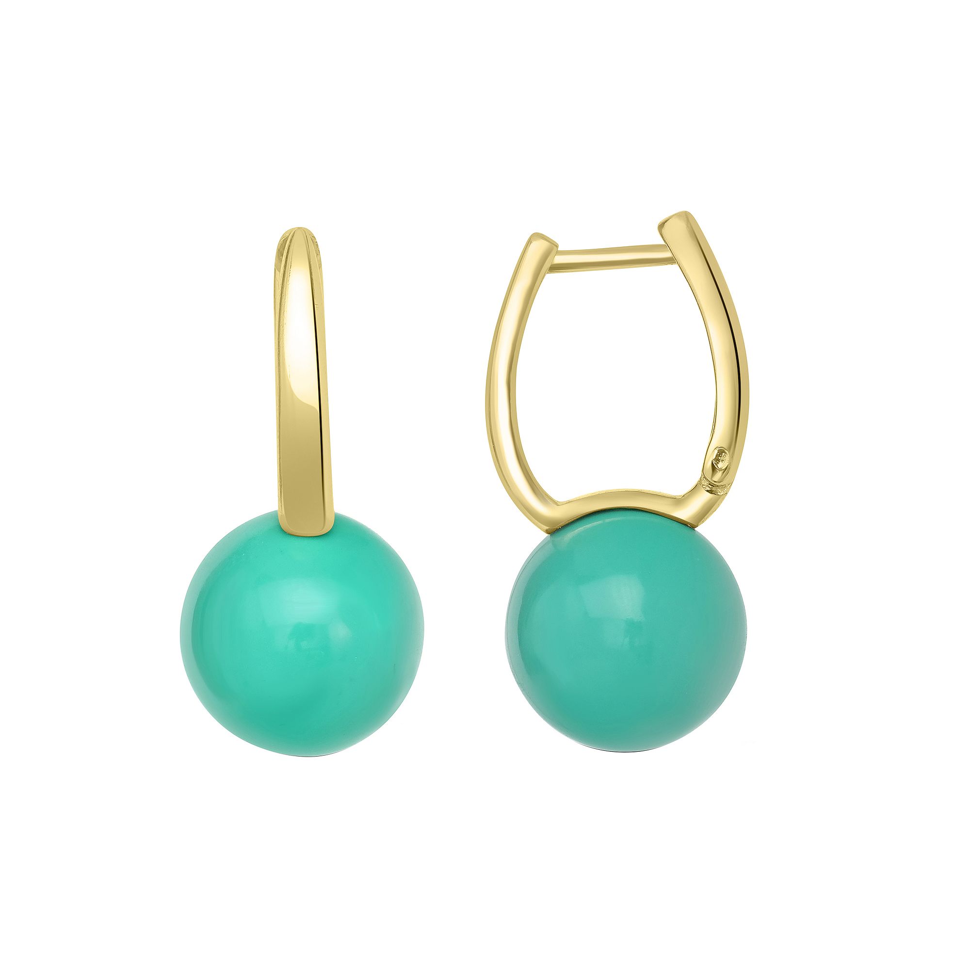 Gemistry 14k Gold Over Sterling Silver Stone Ball Huggie Earrings, Womens,