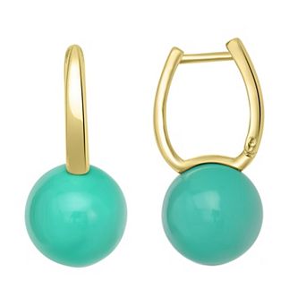 Gemistry 14k Gold Over Sterling Silver Stone Ball Huggie Earrings
