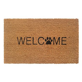 RugSmith "Welcome" Paw Print Coir Doormat