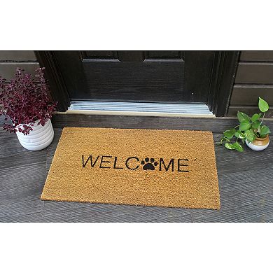 RugSmith "Welcome" Paw Print Coir Doormat