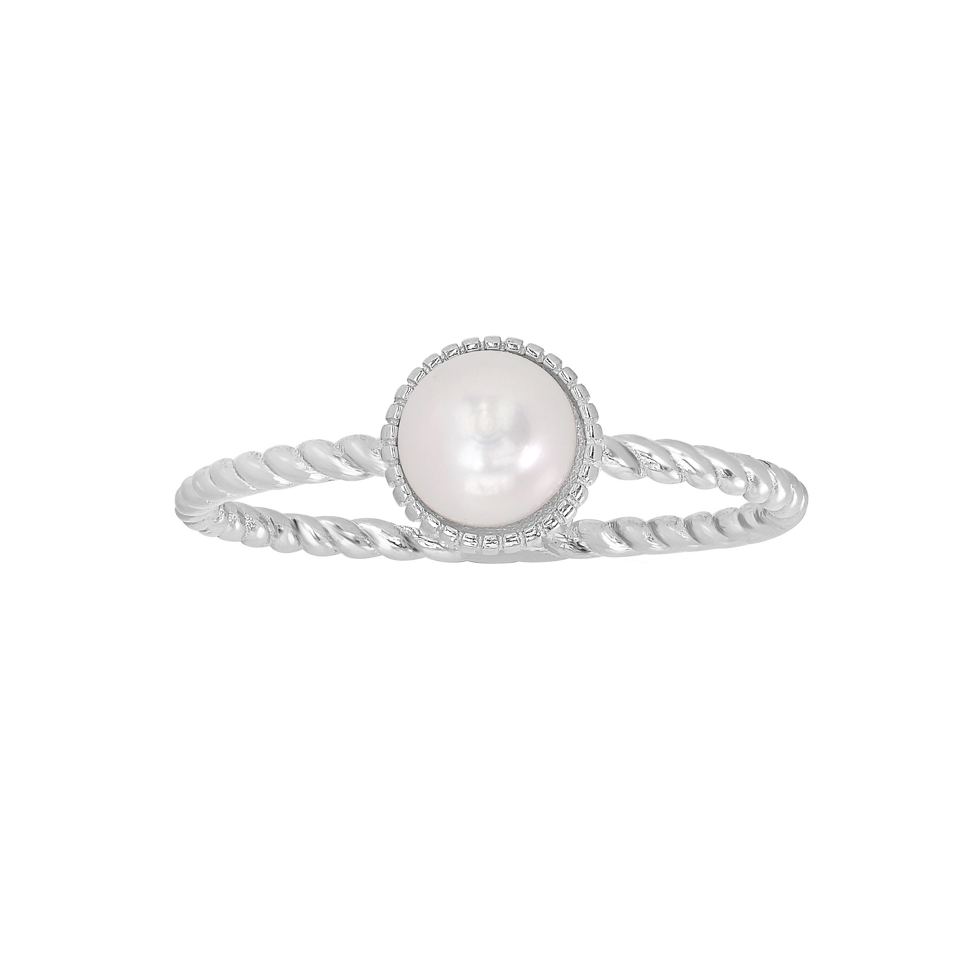 Gemistry Sterling Silver Freshwater Cultured Pearl Twist Ring, Womens, Siz