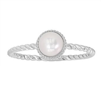 Gemistry Sterling Silver Freshwater Cultured Pearl Twist Ring