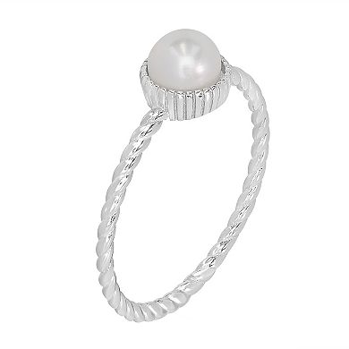 Gemistry Sterling Silver Freshwater Cultured Pearl Twist Ring