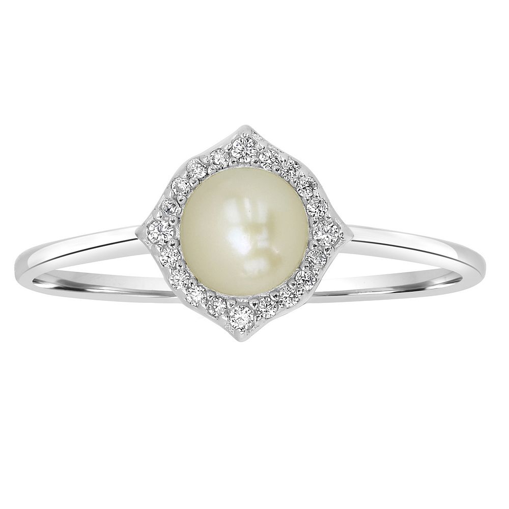 Gemistry Sterling Silver Freshwater Cultured Pearl & Cubic Zirconia ...