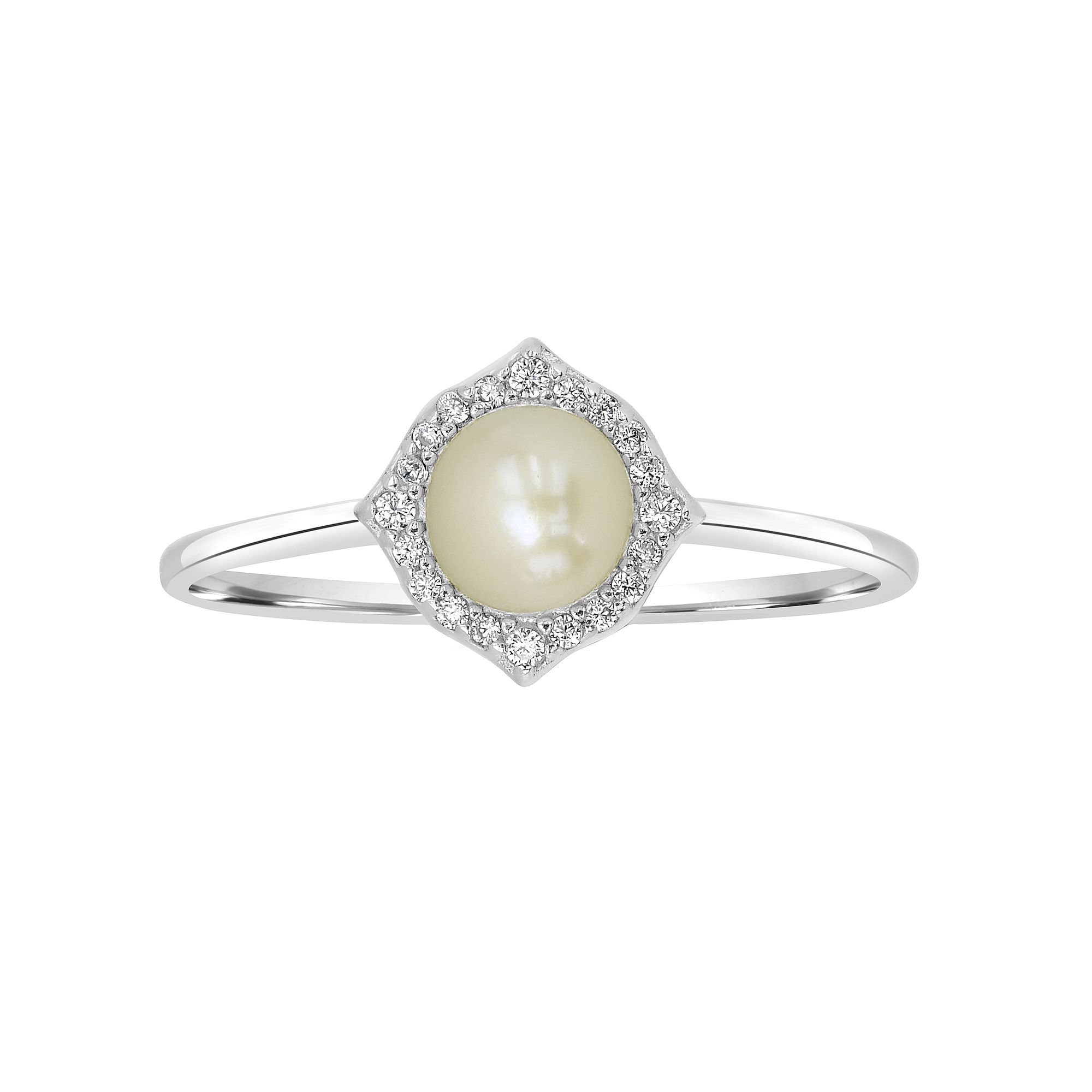 Gemistry Sterling Silver Freshwater Cultured Pearl & Cubic Zirconia Fancy B