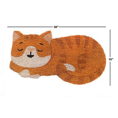 RugSmith Sleeping Orange Tabby Cat Shape Doormat