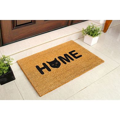 RugSmith Black Cat Face Home Script Doormat