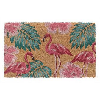 RugSmith Tres Flamingo and Ferns Doormat