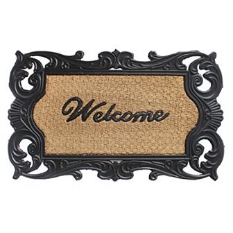 RugSmith Welcome Faux Ornamental Iron Grate Doormat