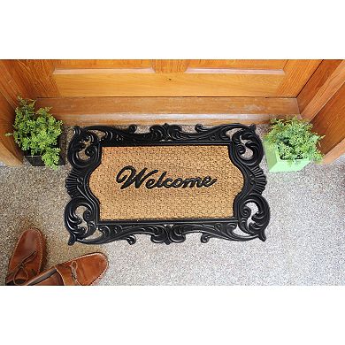 RugSmith Welcome Faux Ornamental Iron Grate Doormat