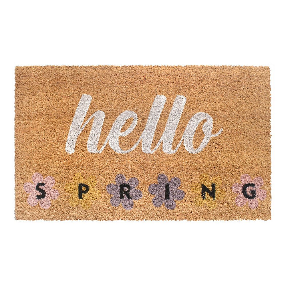 RugSmith Hello Spring Flower Script Doormat