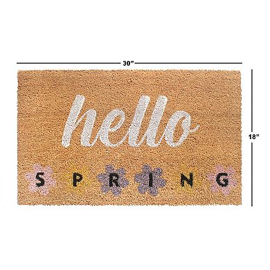 RugSmith Hello Spring Flower Script Doormat