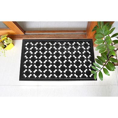 RugSmith Basic Geometric Lattice Rubber Doormat