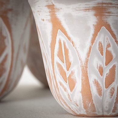 Haven Living 3-Piece Rustic Leaf Patterned Pot Set