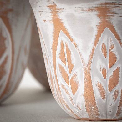 Sullivan's 3-Piece Rustic Leaf Patterned Pot Set