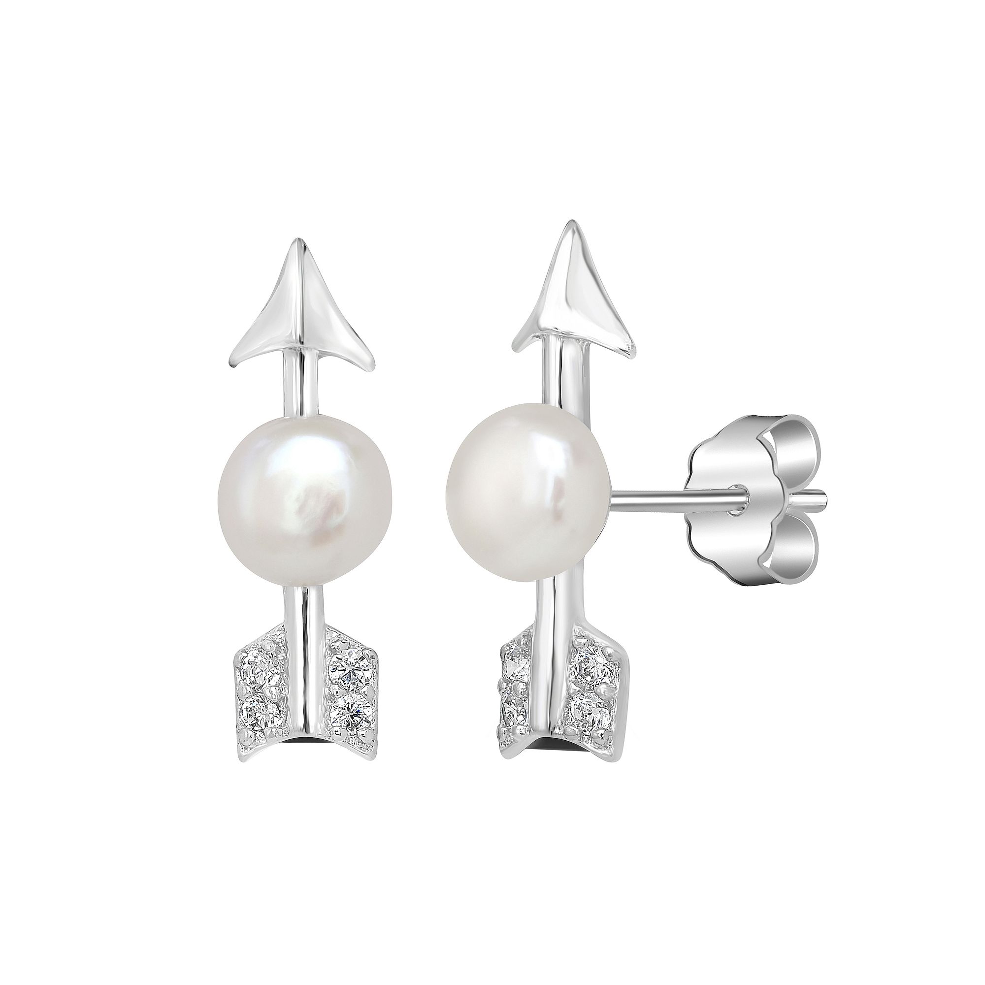 Gemistry Sterling Silver Freshwater Cultured Pearl & Cubic Zirconia Arrow S