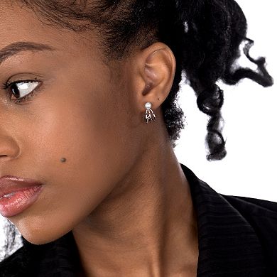 Gemistry Sterling Silver Triple Half Hoop Freshwater Cultured Pearl Earrings