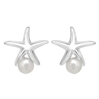 Gemistry Sterling Silver Freshwater Cultured Pearl Starfish Stud Earrings