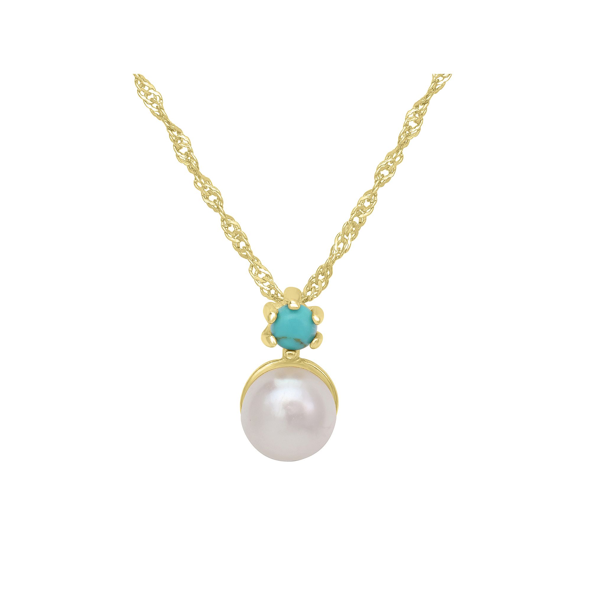 Gemistry 14k Gold over Sterling Silver Turquoise & Freshwater Cultured Pea