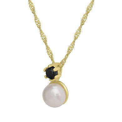 Gemistry 14k Gold over Sterling Silver Black Onyx & Freshwater Cultured Pearl Pendant Necklace
