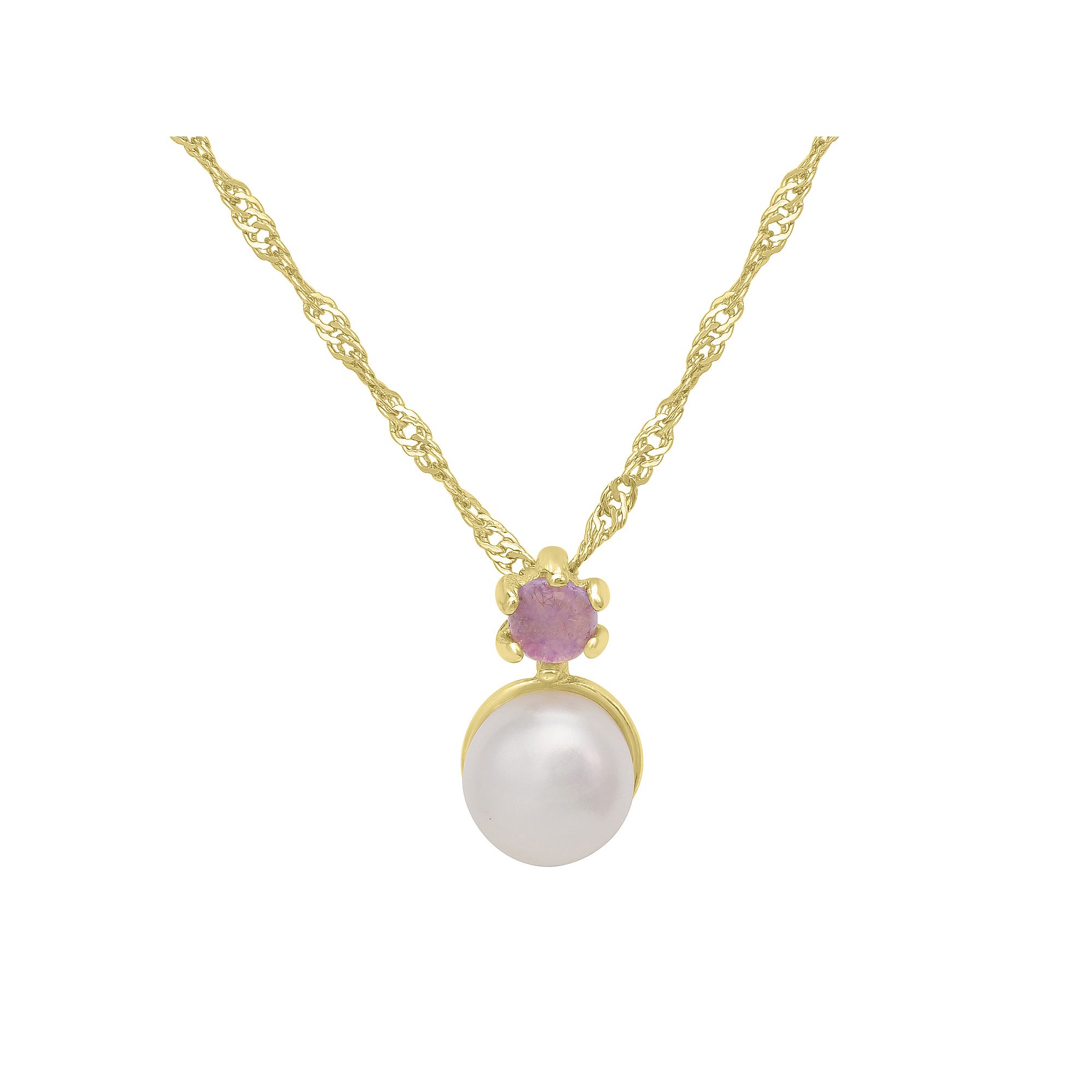 Gemistry 14k Gold over Sterling Silver Amethyst & Freshwater Cultured Pear